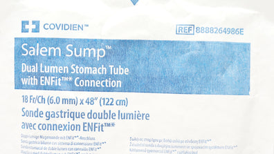 Covidien 8888264986E Salem Sump Dual Lumen Stomach Tube 18Fr/Ch x 48inch